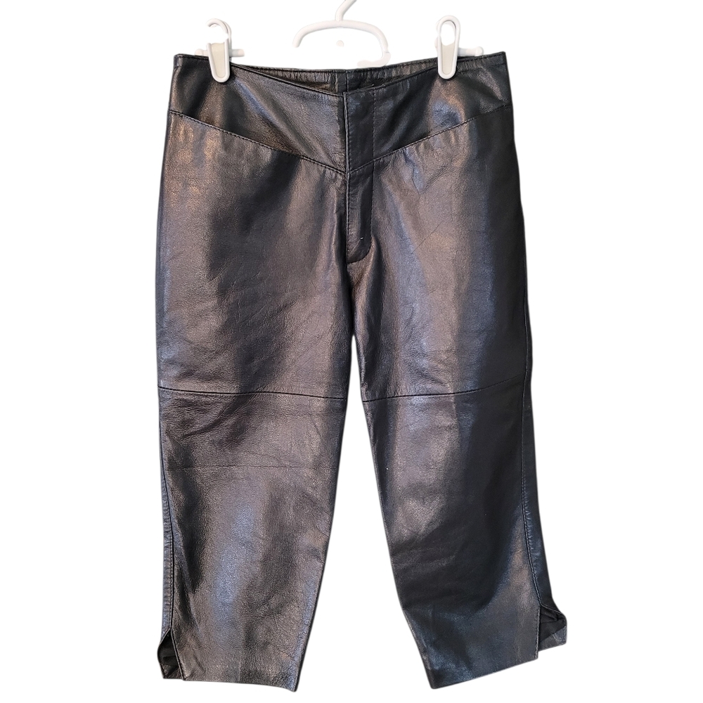 Jamin black leather cropped pants - 4.         J54